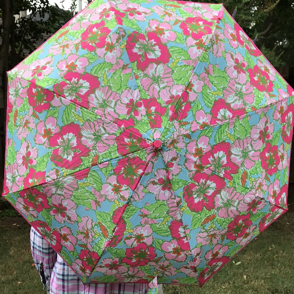 Lilly Pulitzer pink floral umbrella